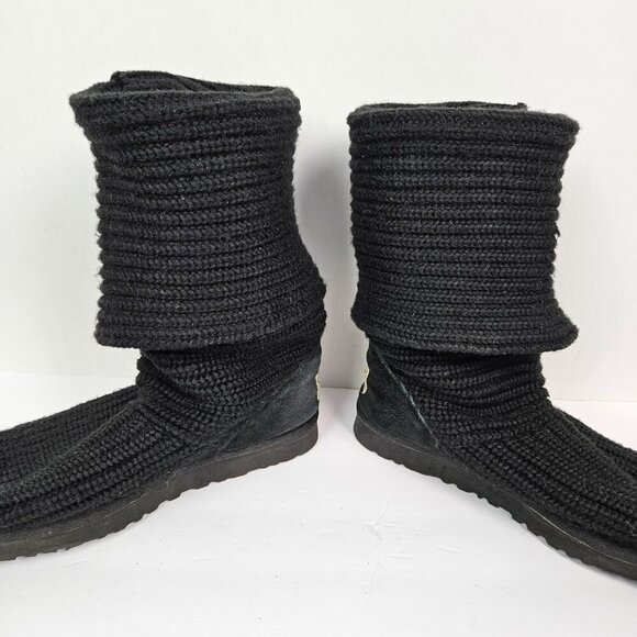 UGG Australia Bailey 3 Button 5819 Tall Fold Over Chunky Knit Boot Black 10 - Picture 4 of 13